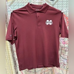 Antigua Men Medium Red Mississippi State Polyester Polo Shirt